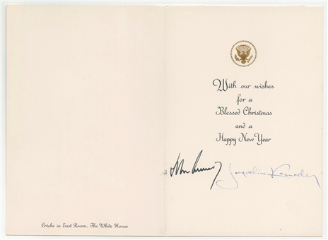1963 White House Christmas Card Signed by President and Mrs. Kennedy (PSA/DNA Gem Mint 10)-(One of Only 15 Signed Prior to Death)